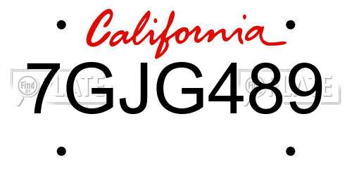 7GJG489 California License Plate