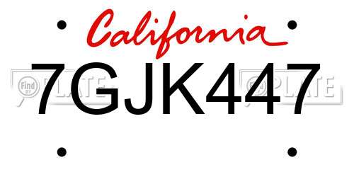 7GJK447 California License Plate
