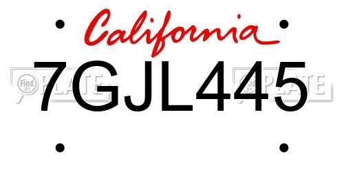 7GJL445 California License Plate
