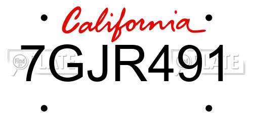 7GJR491 California License Plate