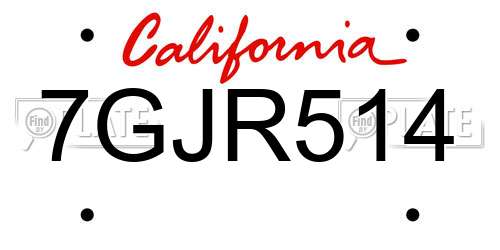 7GJR514 California License Plate