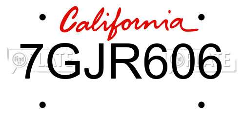 7GJR606 California License Plate