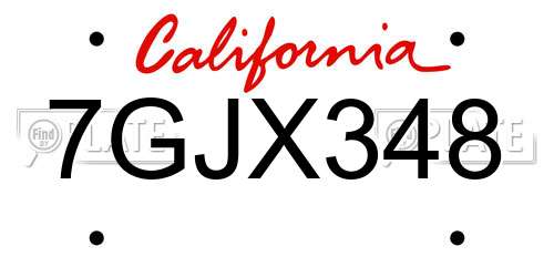 7GJX348 California License Plate
