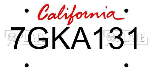 7GKA131 California License Plate