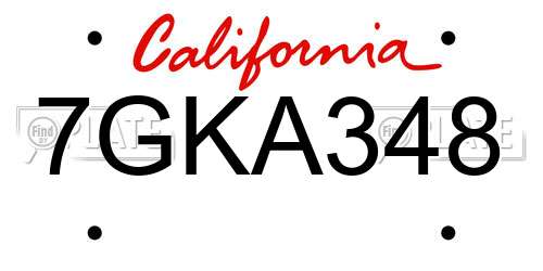 7GKA348 California License Plate
