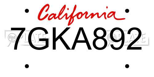 7GKA892 California License Plate