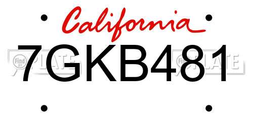 7GKB481 California License Plate