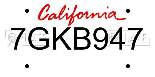 7GKB947 California License Plate