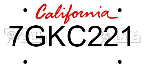 7GKC221 California License Plate