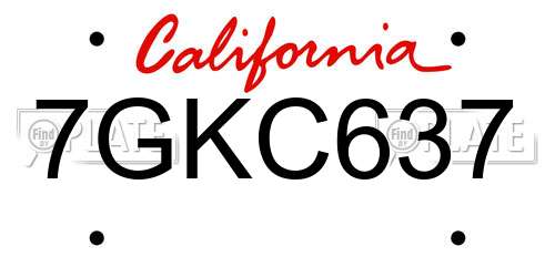 7GKC637 California License Plate