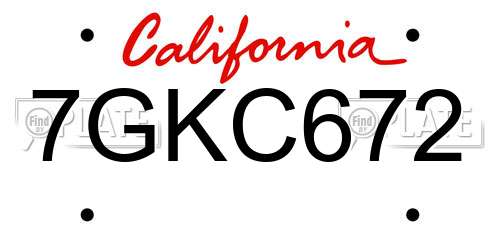 7GKC672 California License Plate
