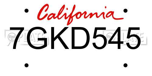 7GKD545 California License Plate