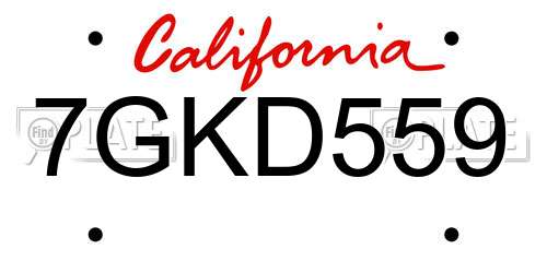 7GKD559 California License Plate
