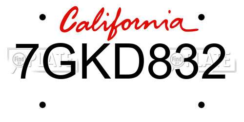 7GKD832 California License Plate