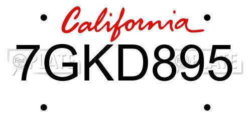 7GKD895 California License Plate