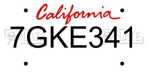7GKE341 California License Plate