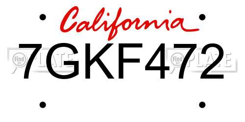 7GKF472 California License Plate
