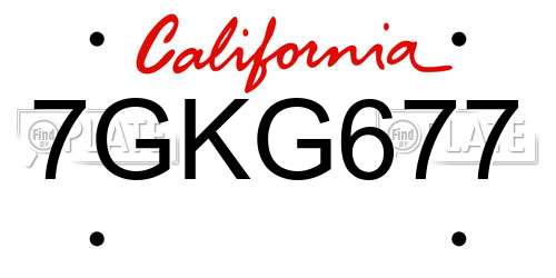7GKG677 California License Plate