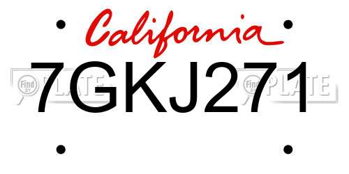 7GKJ271 California License Plate