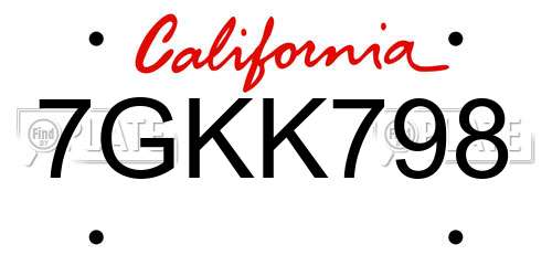 7GKK798 California License Plate