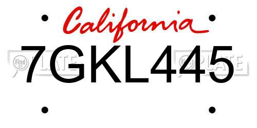 7GKL445 California License Plate