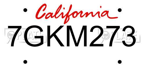 7GKM273 California License Plate