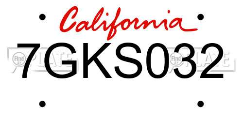7GKS032 California License Plate