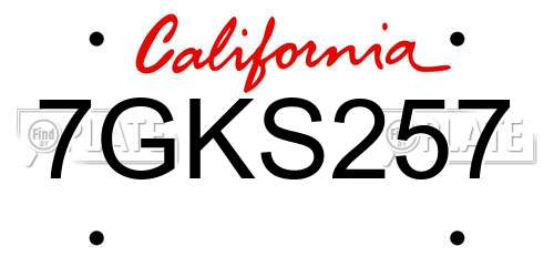 7GKS257 California License Plate