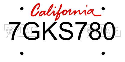 7GKS780 California License Plate