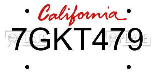 7GKT479 California License Plate