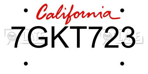 7GKT723 California License Plate
