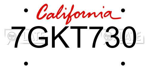 7GKT730 California License Plate