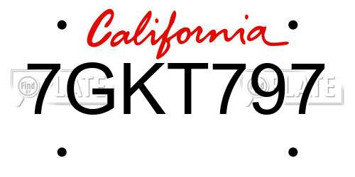 7GKT797 California License Plate