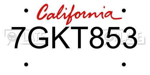 7GKT853 California License Plate