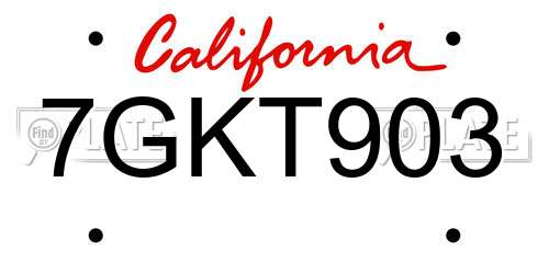 7GKT903 California License Plate