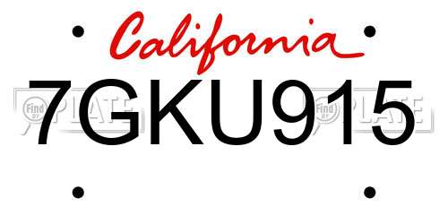 7GKU915 California License Plate
