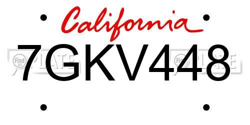 7GKV448 California License Plate