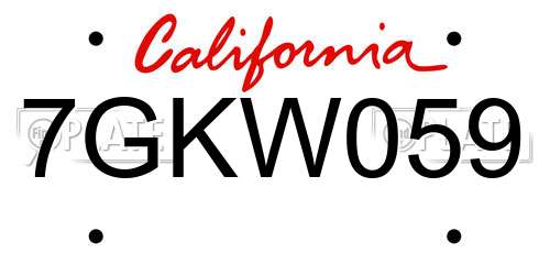 7GKW059 California License Plate