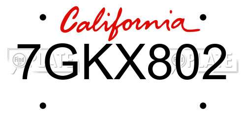 7GKX802 California License Plate