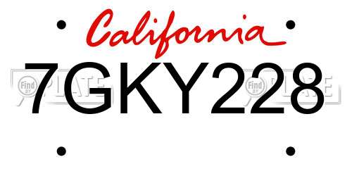 7GKY228 California License Plate