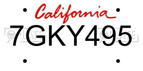 7GKY495 California License Plate