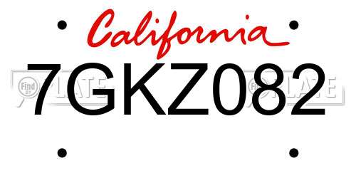 7GKZ082 California License Plate