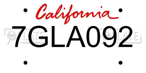 7GLA092 California License Plate