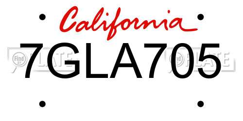 7GLA705 California License Plate