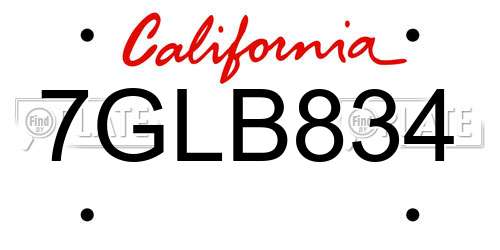 7GLB834 California License Plate
