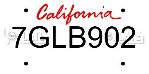 7GLB902 California License Plate