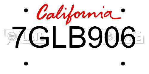 7GLB906 California License Plate