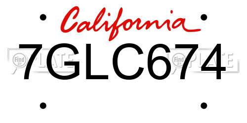 7GLC674 California License Plate