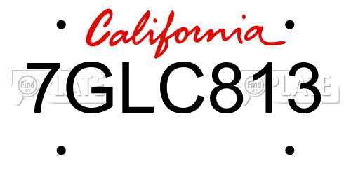 7GLC813 California License Plate