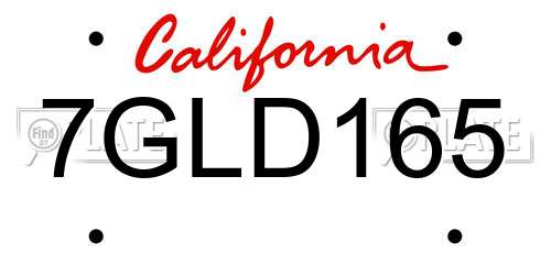 7GLD165 California License Plate